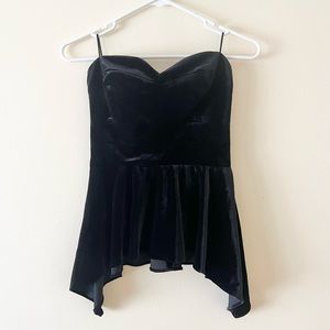 Guess Black Velvet strapless top S